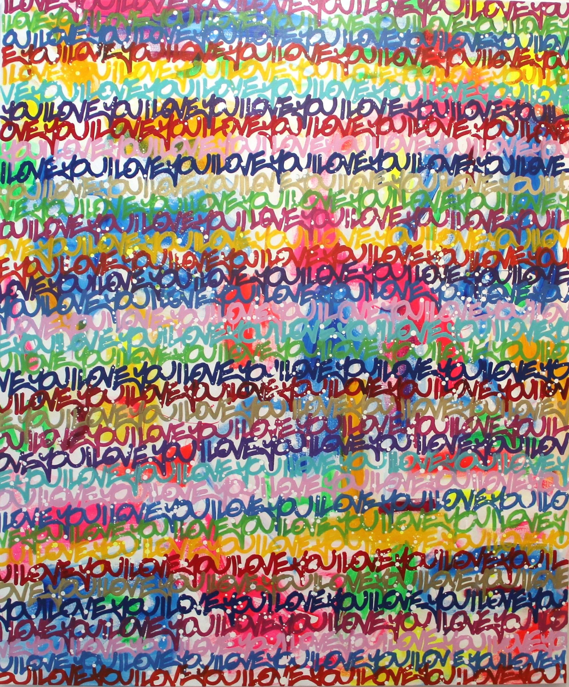 Amber Goldhammer Abstract Painting - "All the Colors of Love" - Original Street Art Painting