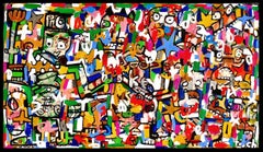 Rockets To Russia - colorful large scale mixed media artwork