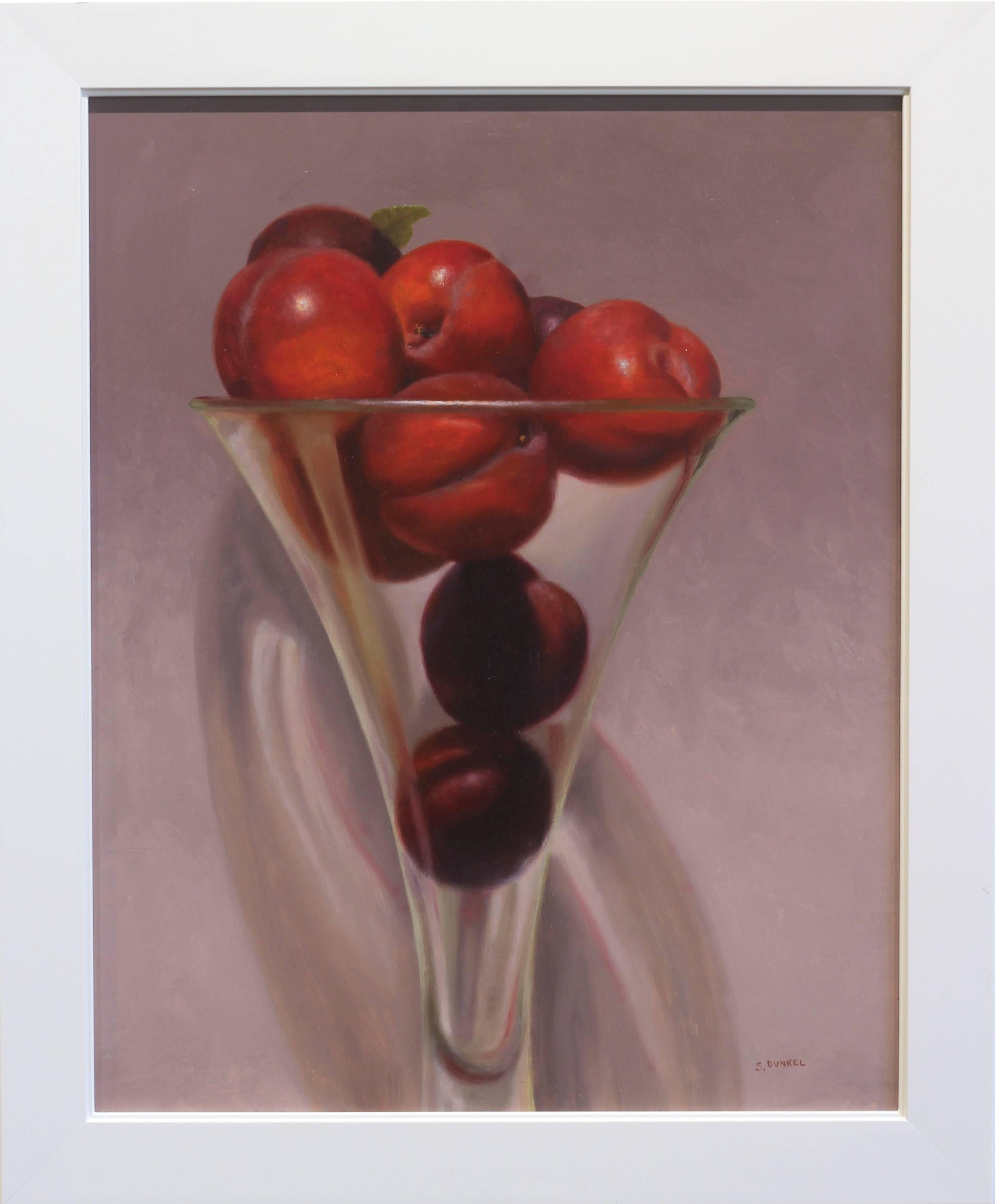 Prunes - Nature morte - Peinture à l'huile originale