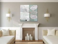 Ordine naturale - Paesaggio astratto Verde chiaro e Grigio Mappa Line Painting