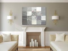 Archipelago - Original Abstract Geometric Neutral Grey and White Artwork