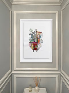 City of Palm Springs, Framed Watercolor Painting, Signed, 33x25 in