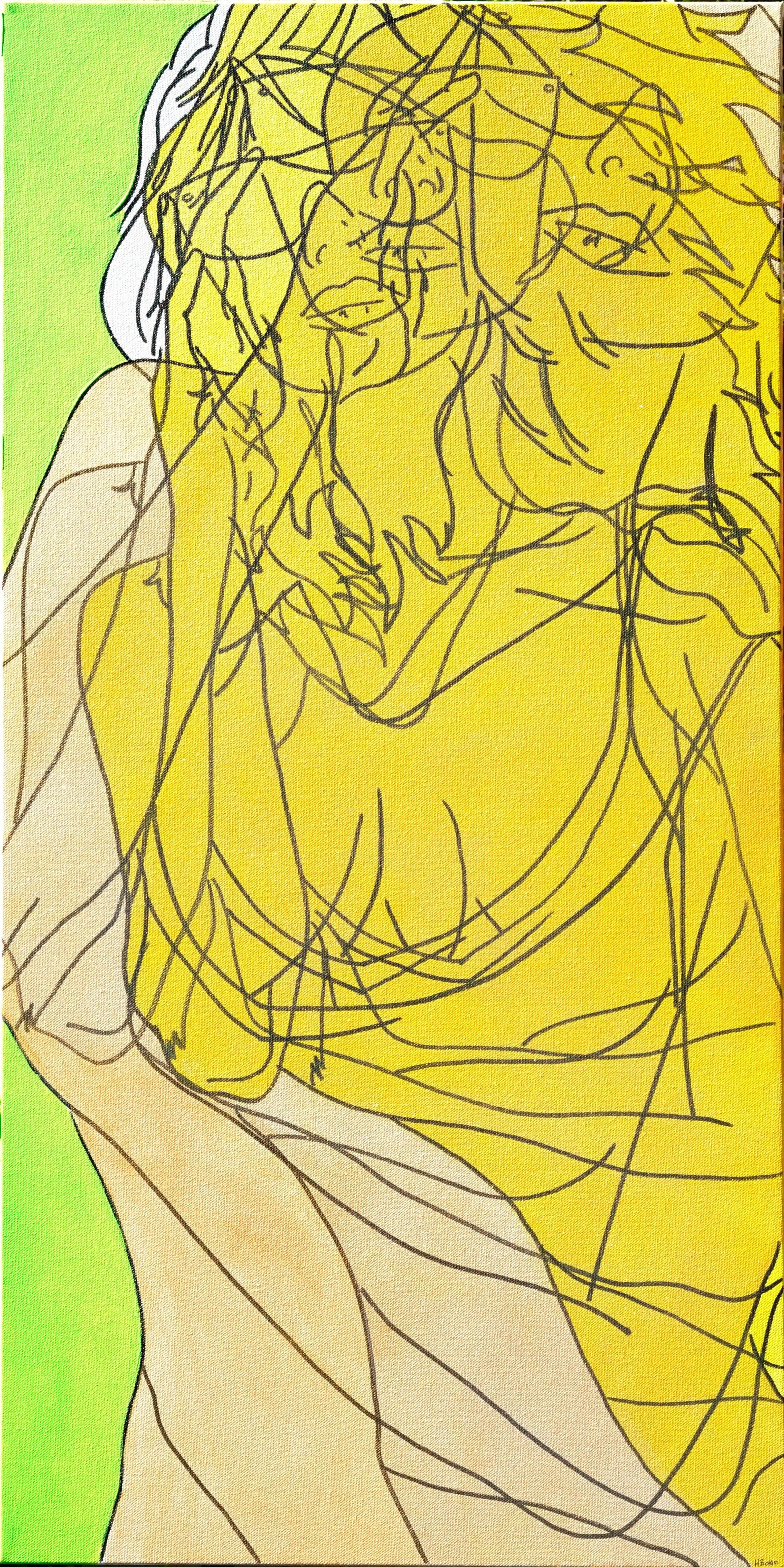 Hilary Bond Figurative Painting - Gold, Yellow, Green