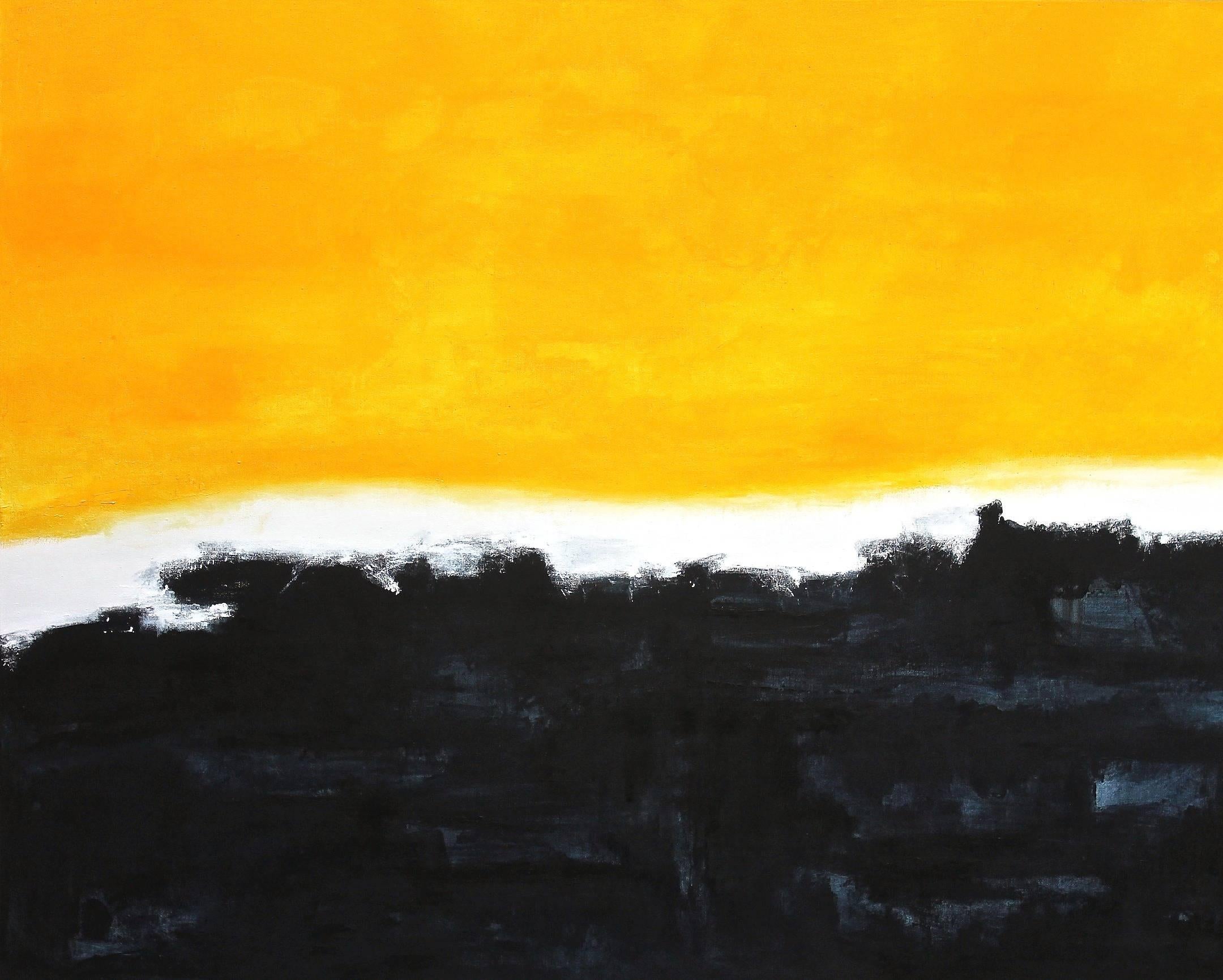 Amber Goldhammer Landscape Painting - Sunset at the Cliffs
