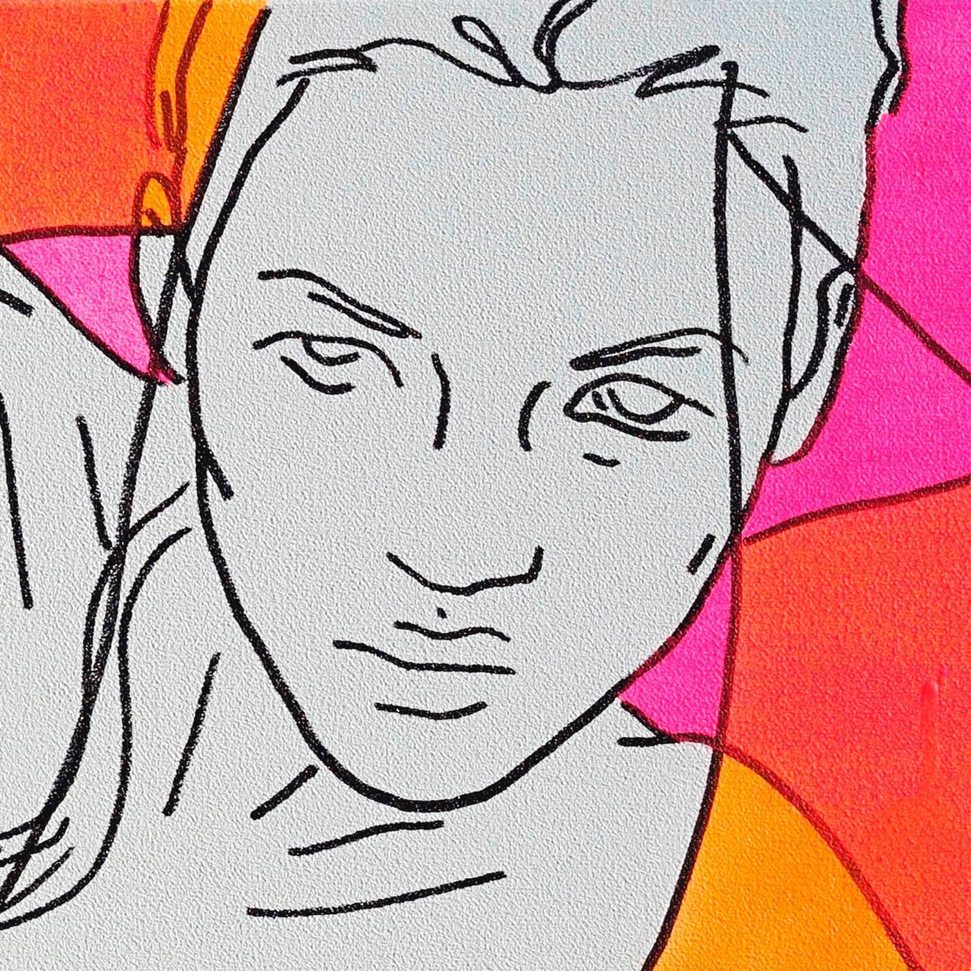 Hot Pink and Neon Orange - Pop Art Painting by Hilary Bond