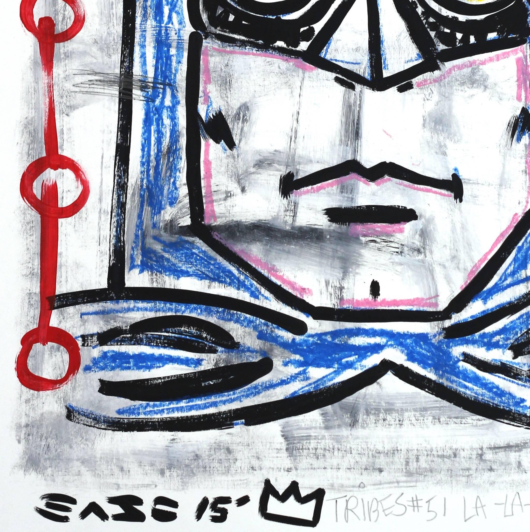 Batman in Blue - Gray Abstract Painting by Gary John