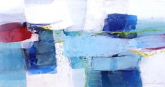 Departure - Large Framed Original Blue and White Abstract Landscape Painting