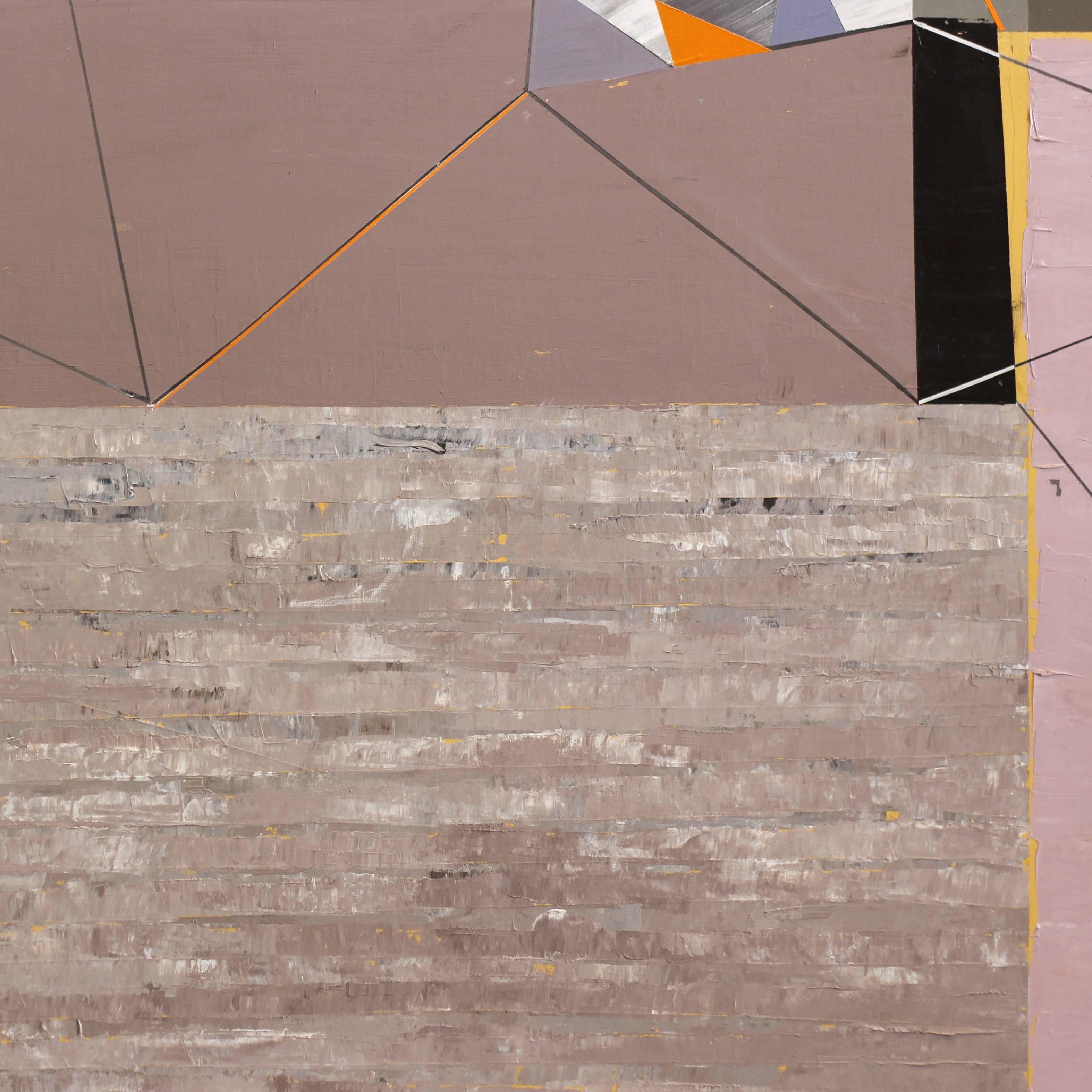 Remplacement - Peinture de paysage géométrique abstraite moderne - Prête à être accrochée en vente 3