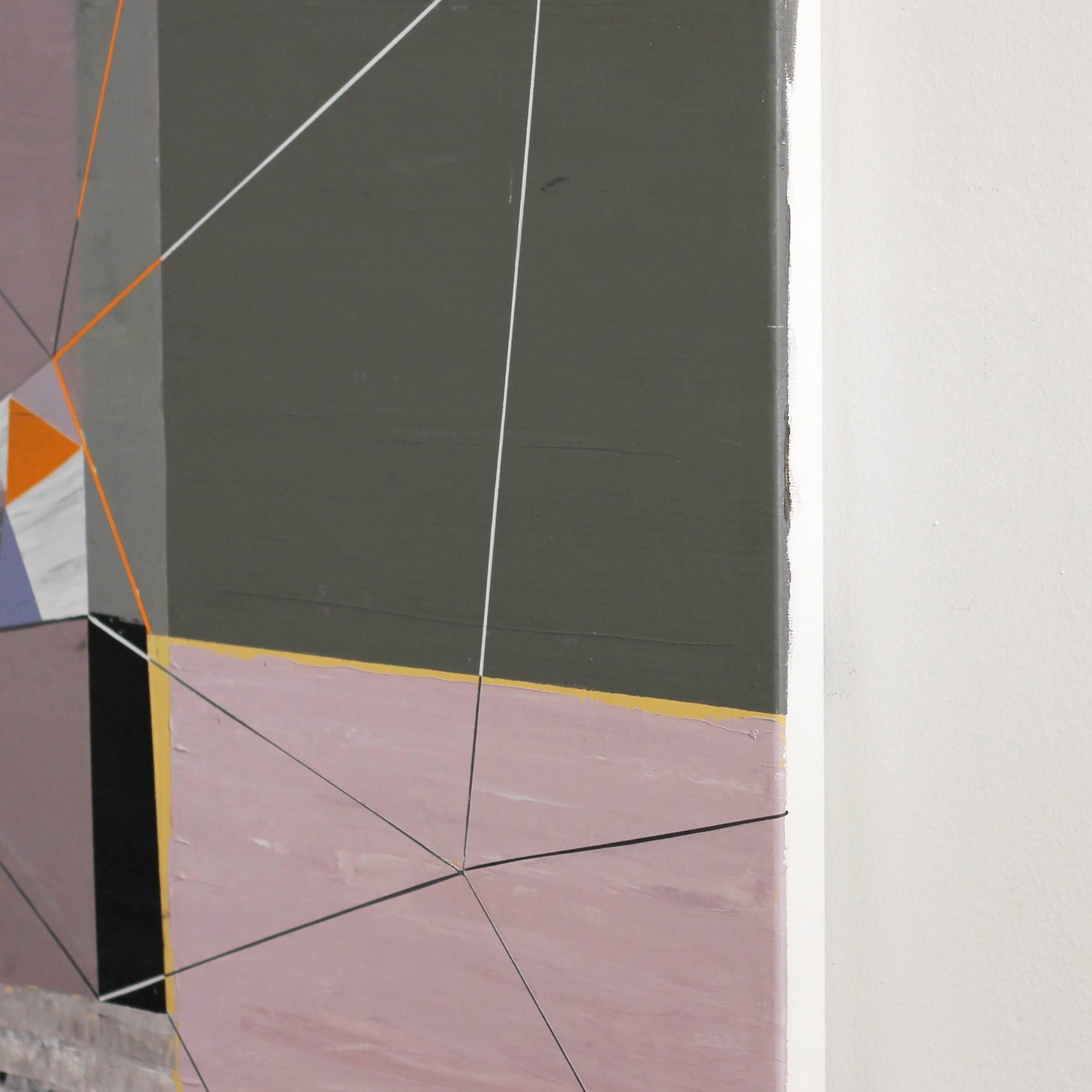Remplacement - Peinture de paysage géométrique abstraite moderne - Prête à être accrochée en vente 1
