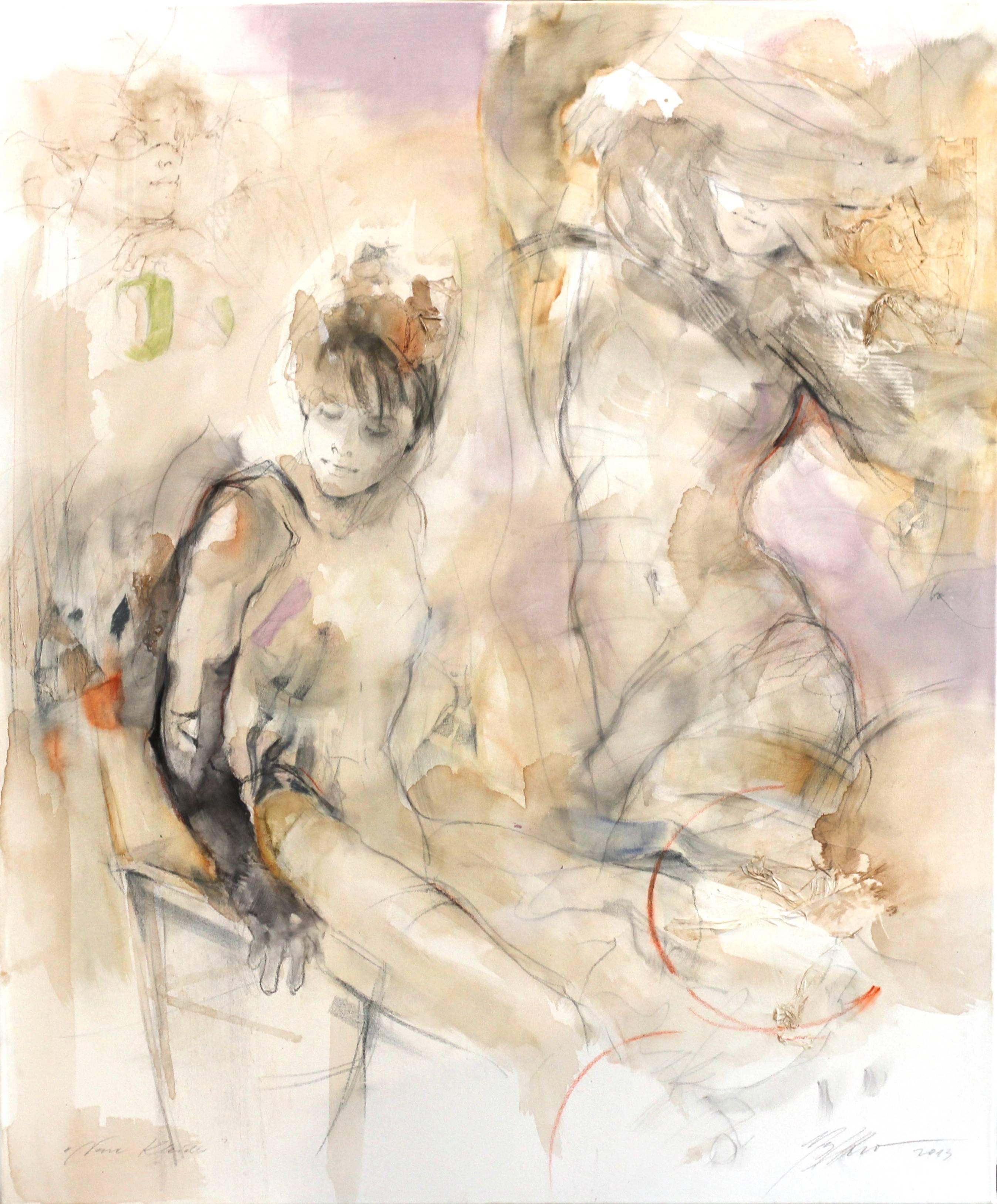 Gabriele Mierzwa Figurative Painting - New Dresses - Soft Toned Sensitive Portrayal of Intimate Figures Graceful Nudes