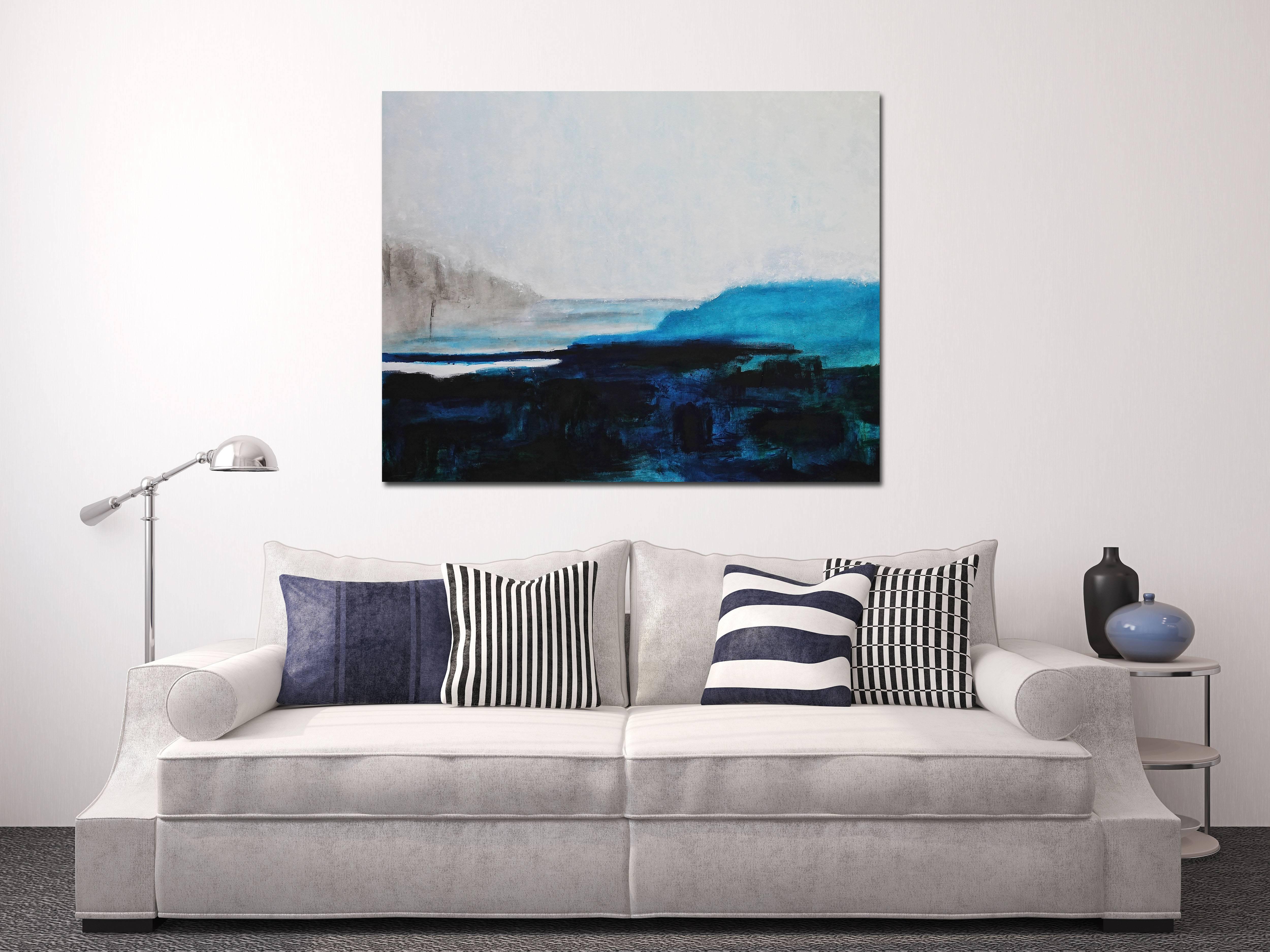 Hawaiian Vacation - Blue Landscape Painting by Amber Goldhammer