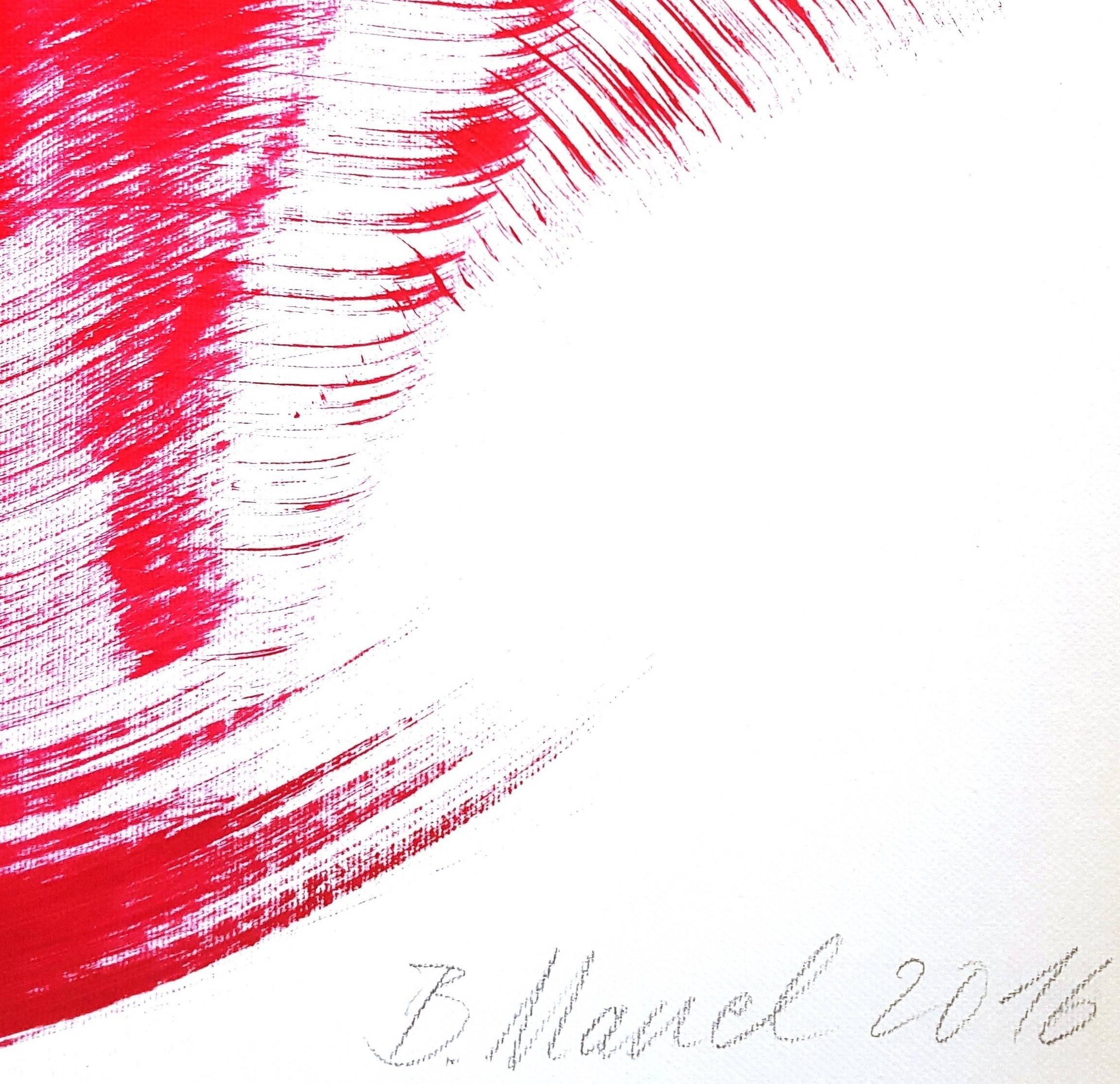 The Red Dress 5 - Peinture à l'huile figurative abstraite originale et encadrée de style dynamique rouge  en vente 1