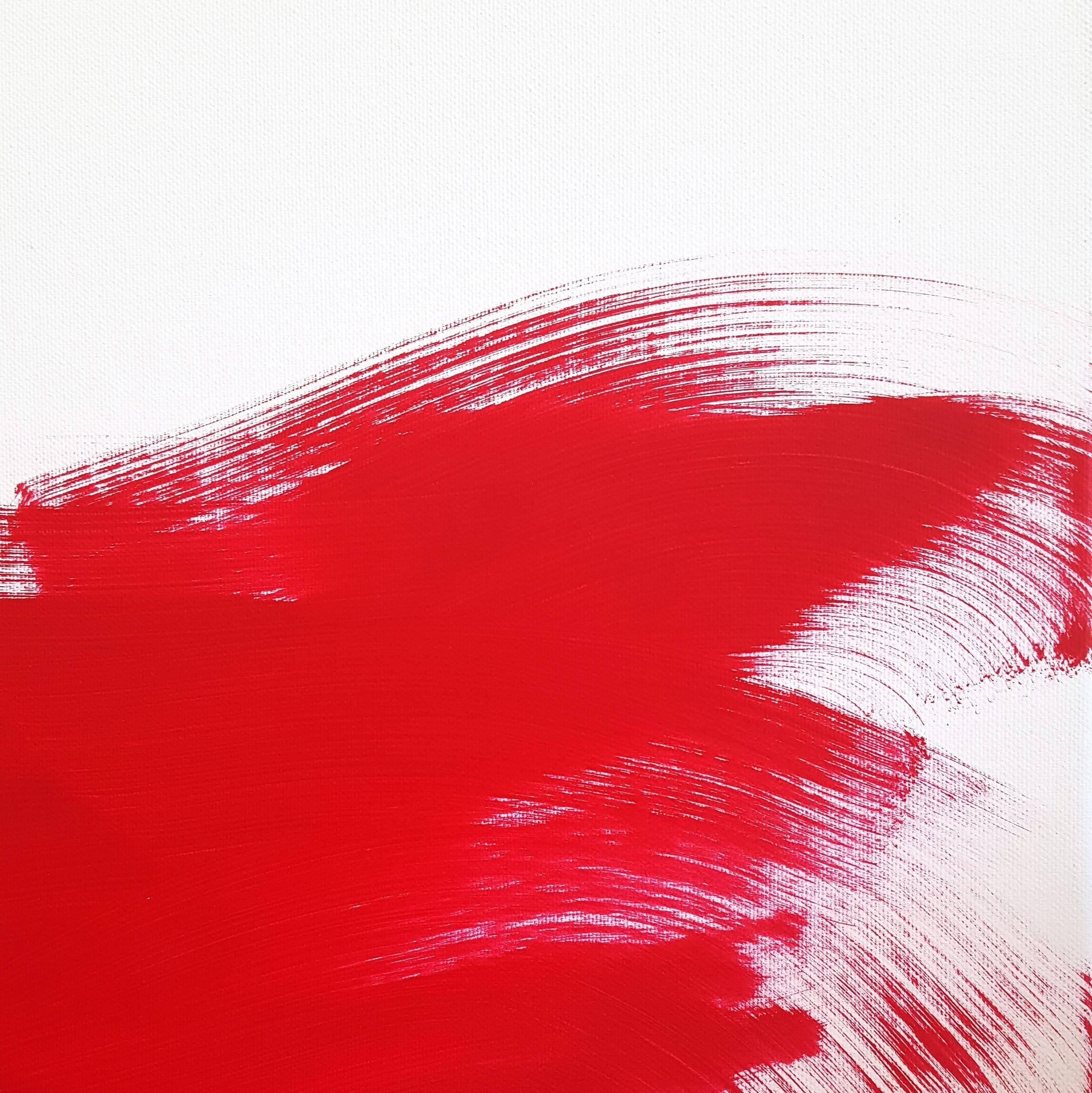 The Red Dress 5 - Peinture à l'huile figurative abstraite originale et encadrée de style dynamique rouge  en vente 2