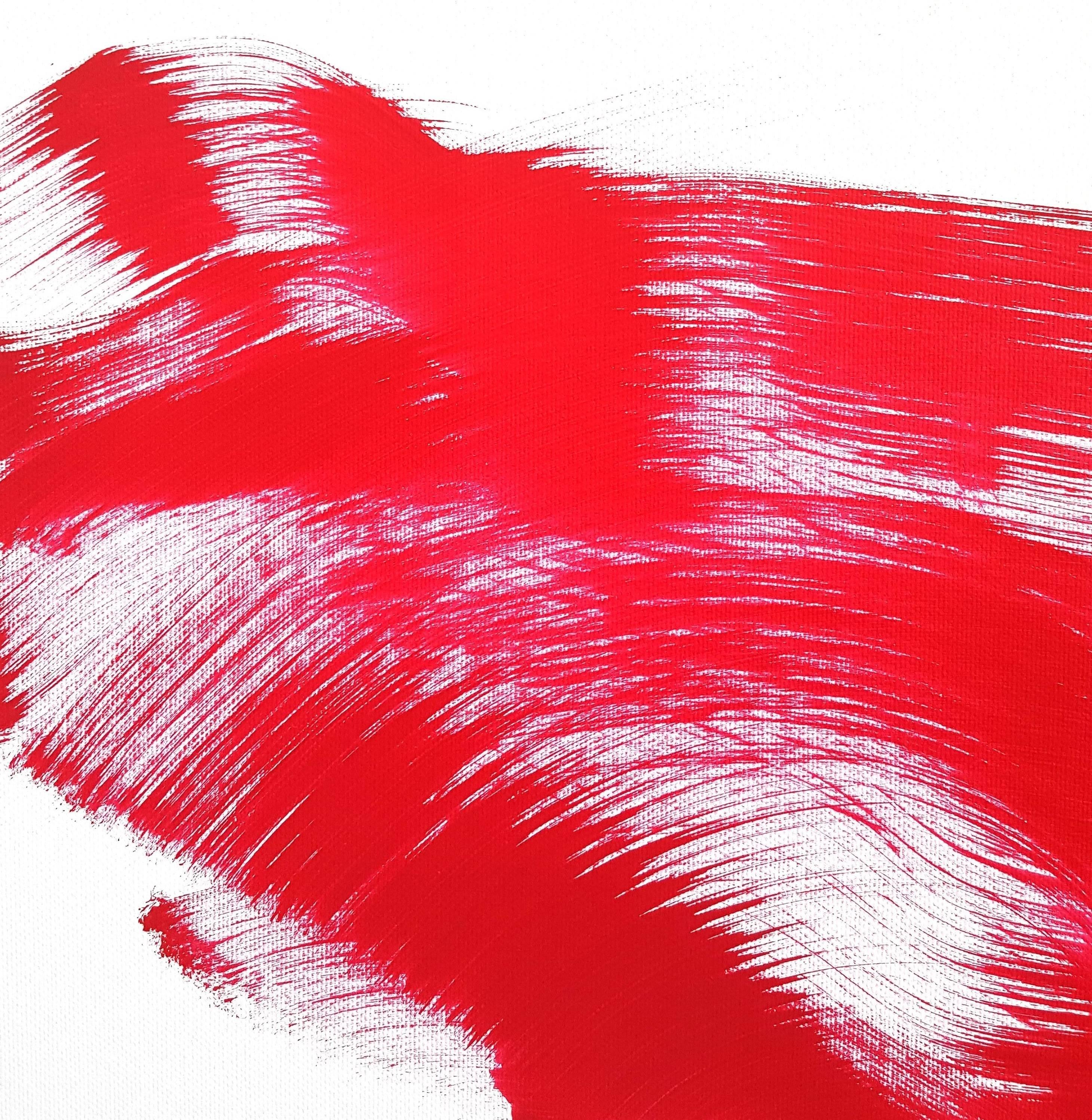The Red Dress 5 - Peinture à l'huile figurative abstraite originale et encadrée de style dynamique rouge  - Expressionnisme abstrait Painting par Bettina Mauel