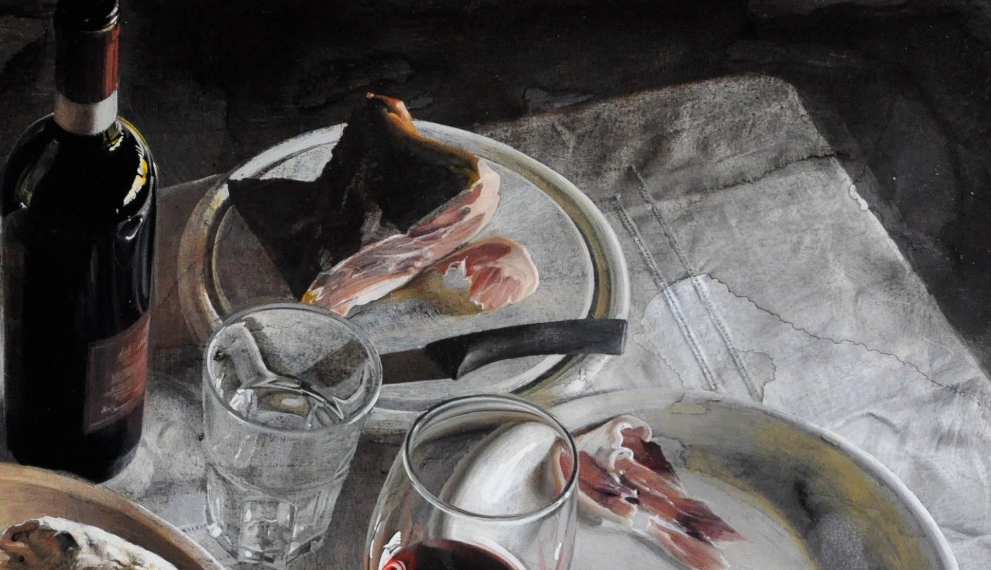 Repas frugal  - Painting by Doriano Scazzosi 