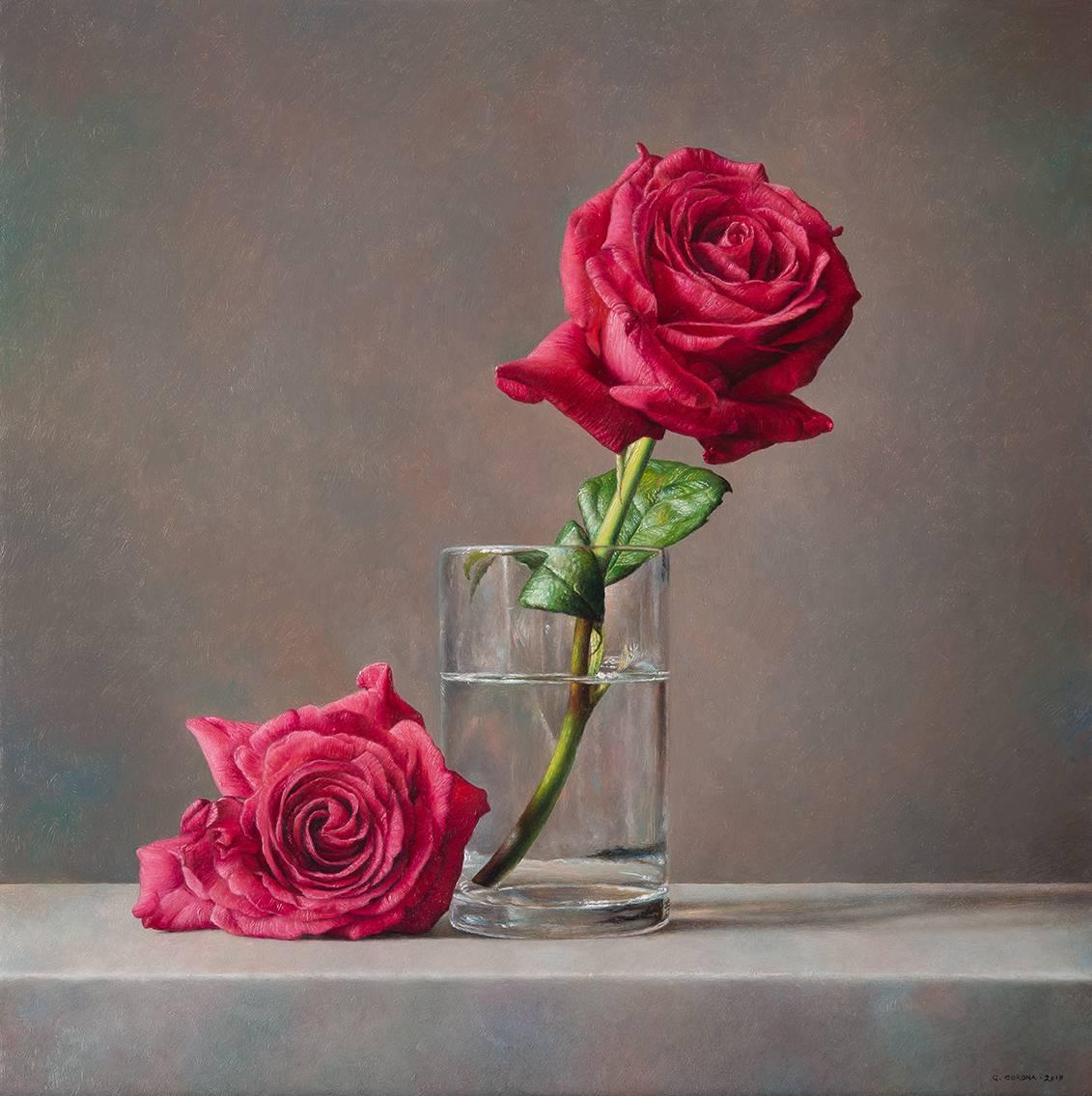 Gianluca Corona Still-Life Painting - Two roses