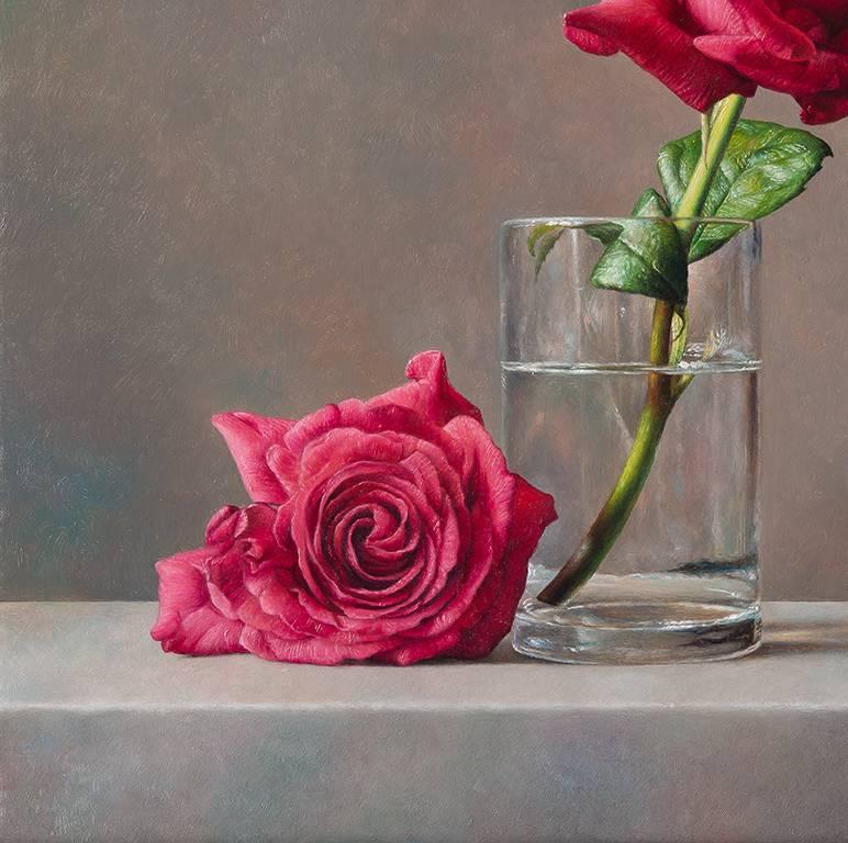 Two roses - Painting by Gianluca Corona