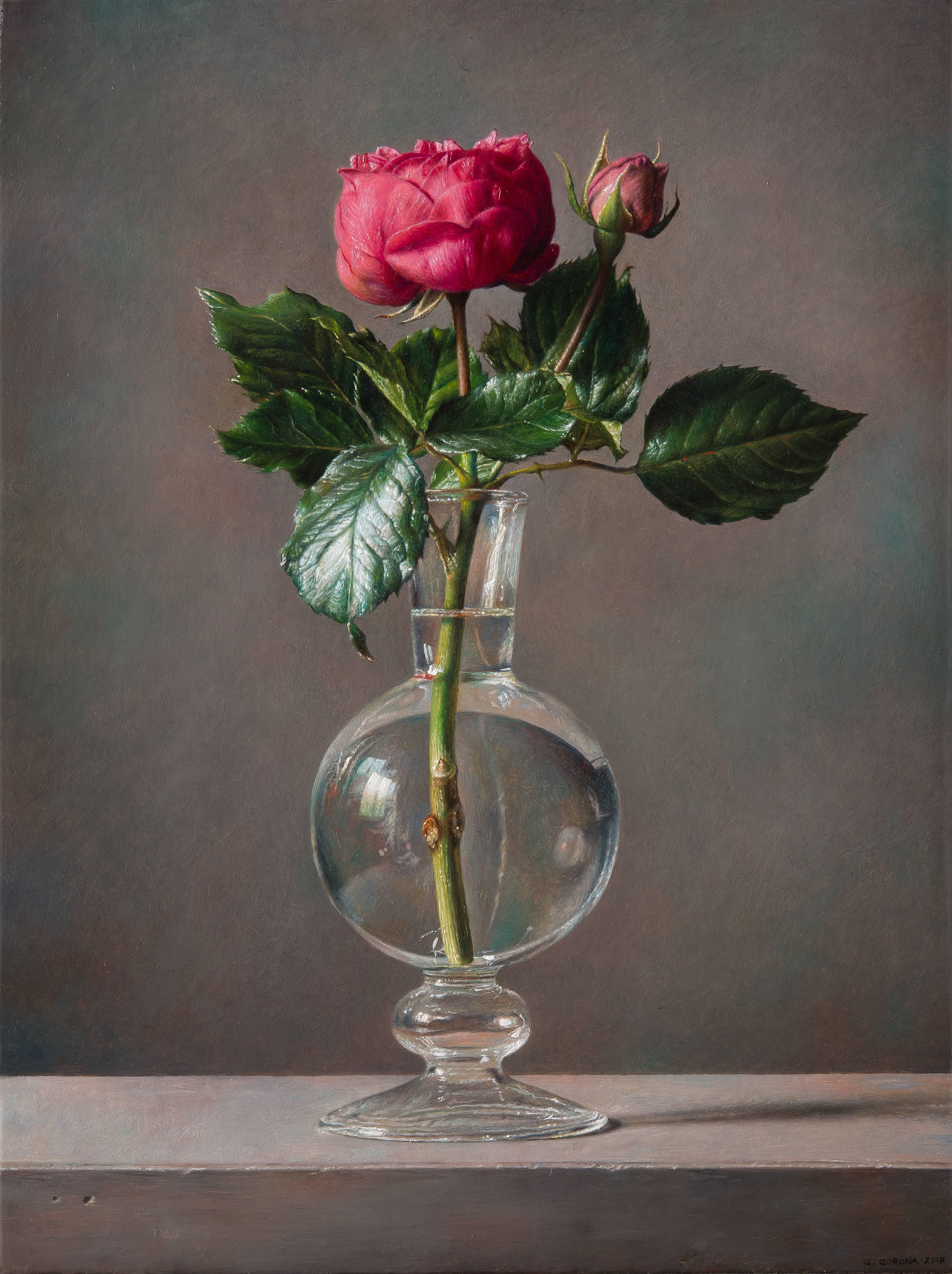 Gianluca Corona Still-Life Painting - Oil Painting of Red Roses