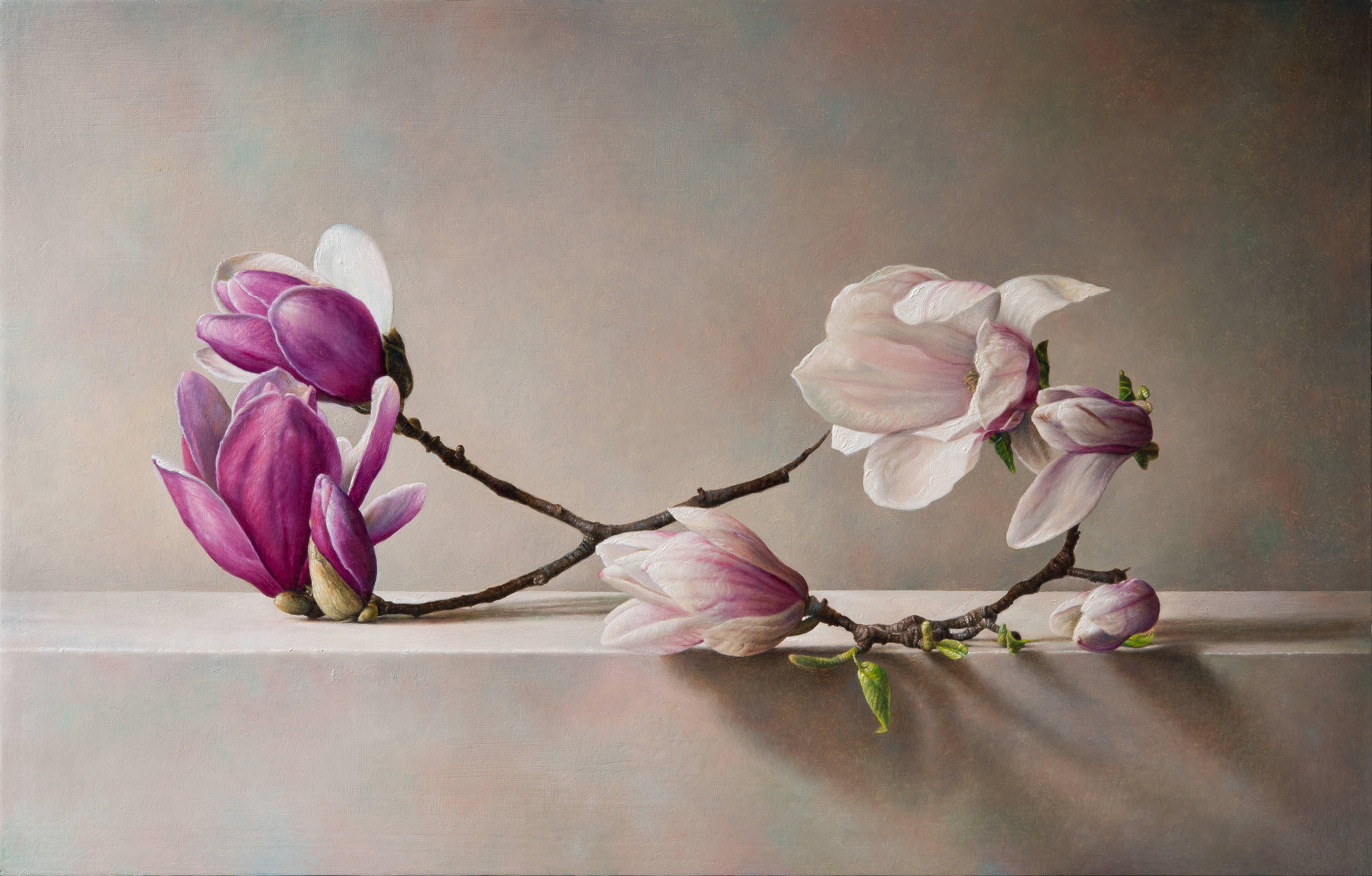 Gianluca Corona Still-Life Painting - Oil Painting Magnolia and Infinity