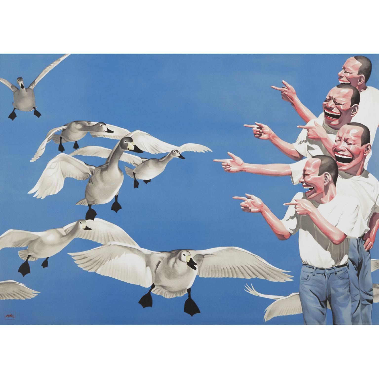 Big Swans - Print by Yue Minjun