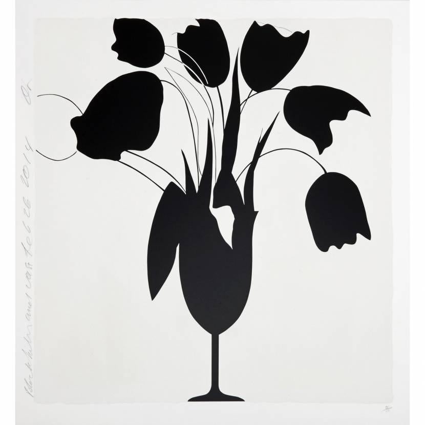 Black Tulips and Vase (Feb 26, 2014) - Print by Donald Sultan