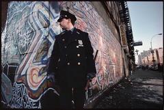 Vintage Policeman on duty, Spanish Harlem, NY