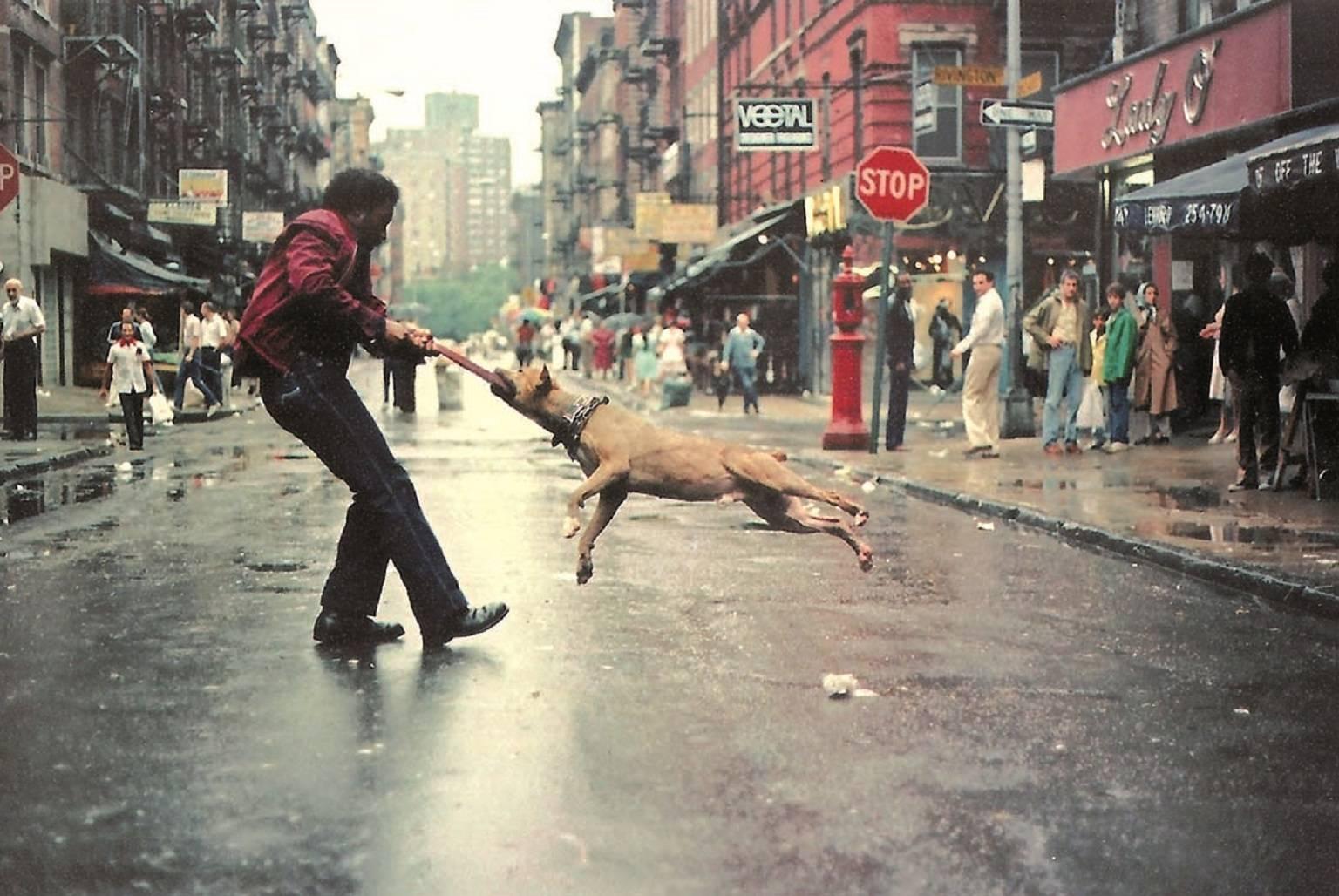 Jamel Shabazz Color Photograph - Man and Dog The Lower East Side New York City