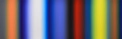 Illumination- Horizontal bright color blue dominant abstract stripe oil painting