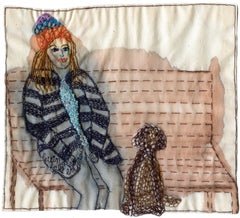 Banc de Brooklyn - broderie figurative narrative sur tissu