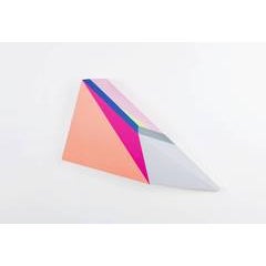 polygon in space #22 - Triangular Bright Colored Sculptural Painting on Wood 5