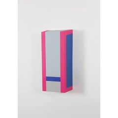 Trapezium origami #3 - Bright Pink Grey and Purple Sculptural Painting on Wood 6