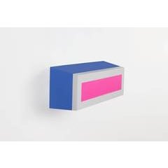 Trapezium origami #7 - Bright Purple Pink and Grey Sculptural Painting on Wood 9