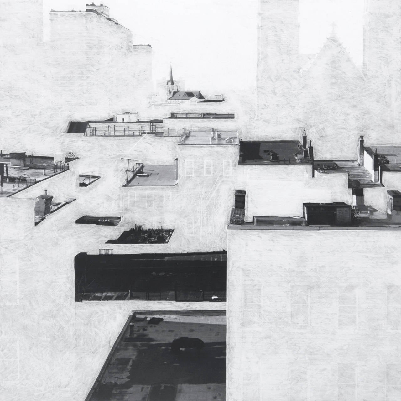 Fabiana Viso Black and White Photograph - Untitled (rooftops #3)- black and white urban landscape photograph