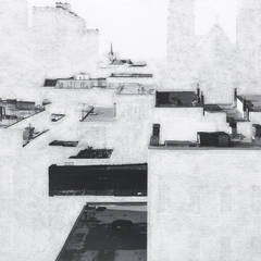 Untitled (rooftops #3)- black and white urban landscape photograph