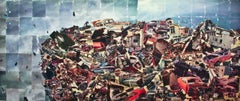 Detritus - Large suburban trash photo transfer on mylar