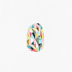 Say Hello - abstract textural colorful egg shape hand carved paper