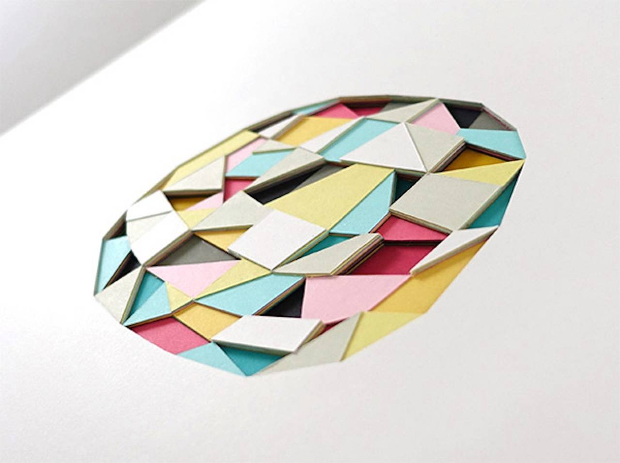 If You See Her - Colorful geometric abstract round shape hand cut layered paper - Art by Huntz Liu