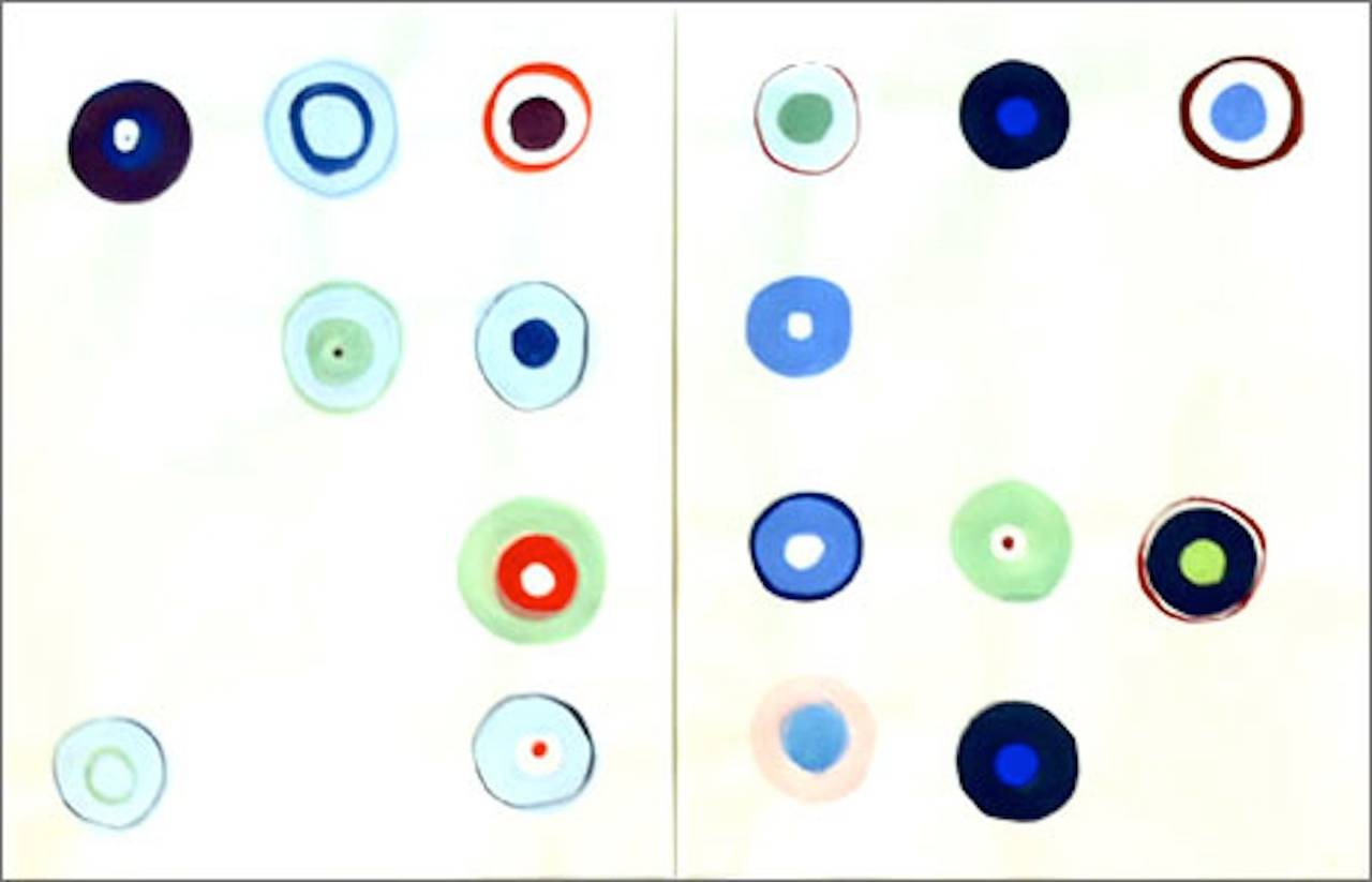 Pauline Galiana Abstract Drawing - Double Dots Series #3- colorful dot painting