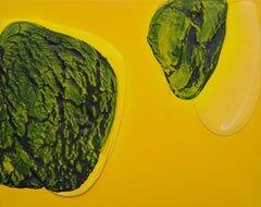 Meditation Study X- abstract painting green yellow