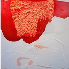 Meditation IX - Textural abstract red peach yellow white painting 1