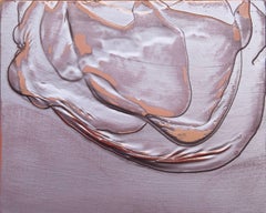 Studio di meditazione XXIII Quadro astratto di piccole dimensioni di colore rosa e oro