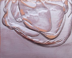 Meditation Study XXIII Textural small abstract pink gold color painting