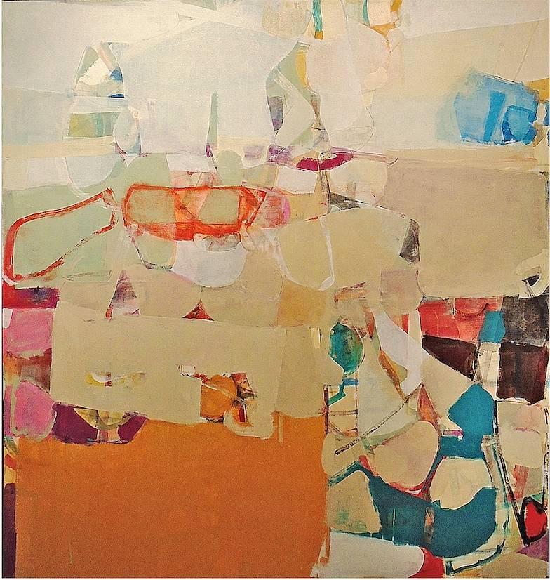 Robert Szot Abstract Painting - Giant Saturday - Large abstract colorful oil painting beige orange blue