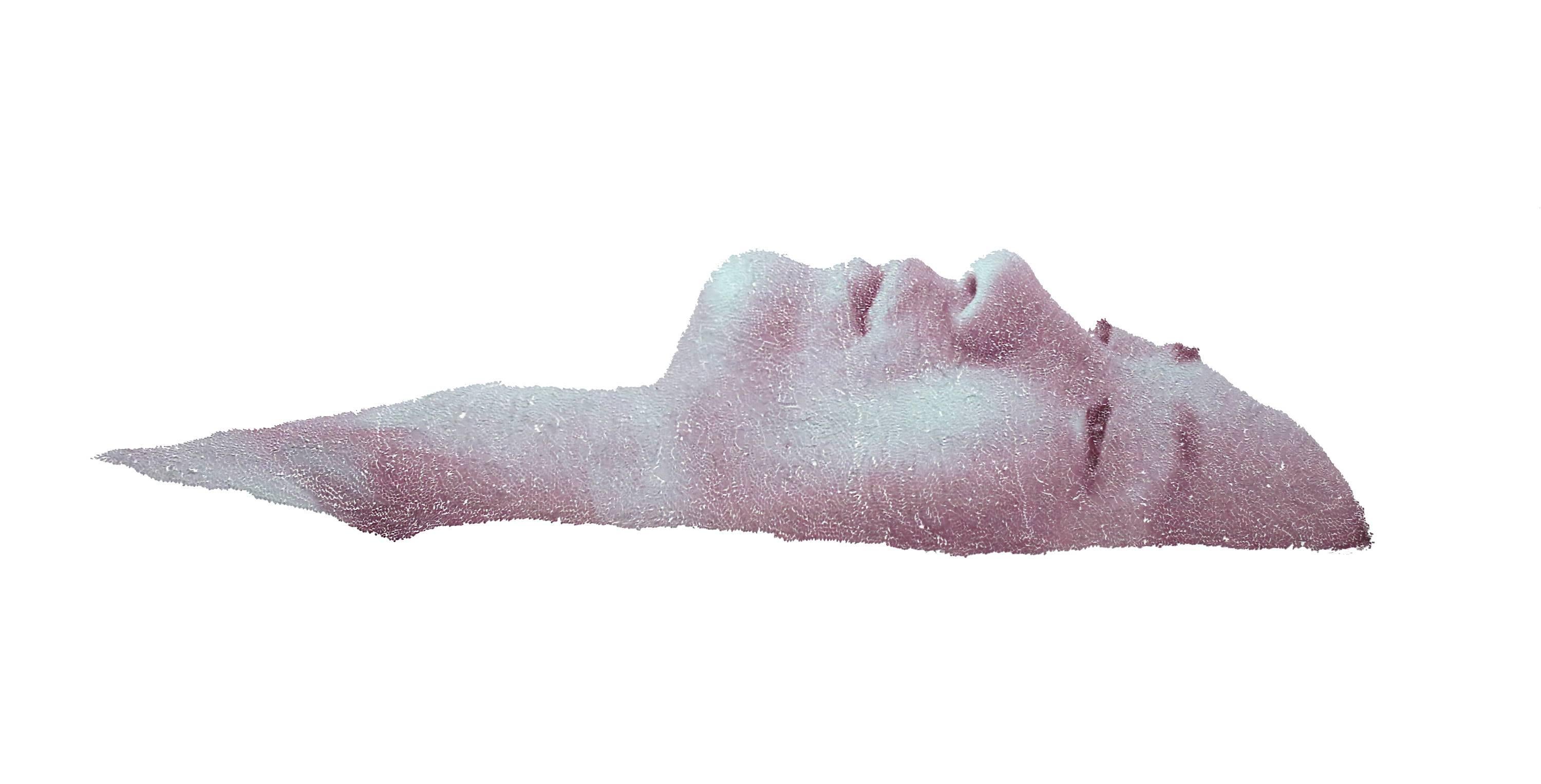 Face flottante n° 3 - Photo collée et collée au pinceau sur papier - Collage figuratif en micro-mosaïque