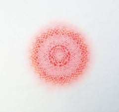 Revolution VII -  red geometric abstract monoprint and laser cut rice paper