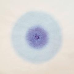 Revolution X - blue purple abstract geometric monoprint and laser cut rice paper