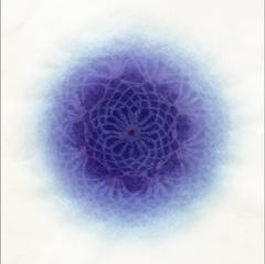 Revolution 3121 - blue purple abstract geometric monoprint and cut rice paper