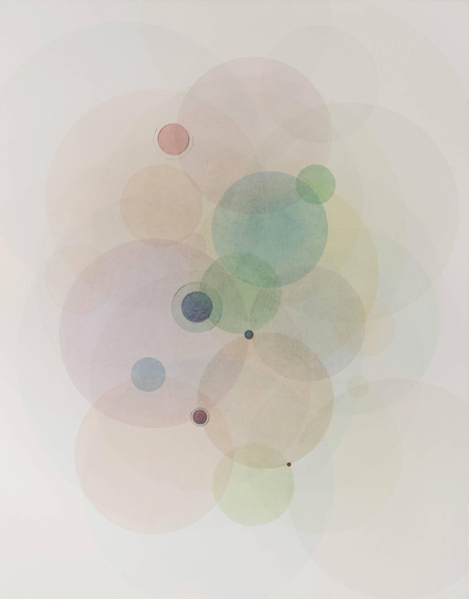 Evan Venegas Abstract Drawing - Day Map 81214- pastel color abstract superposition of circles