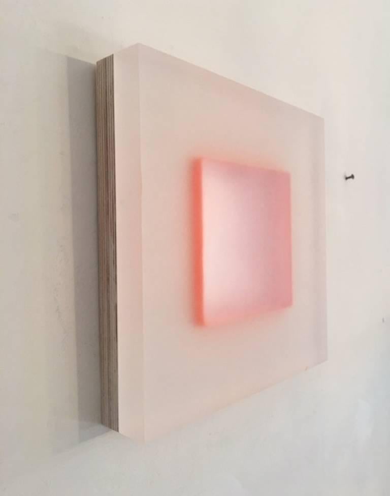 Michelle Benoit Abstract Sculpture - Pneumatic Sunshine Triptych #3 - abstract geometric tranlucent wall sculpture