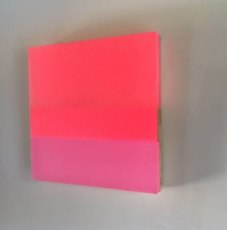 Michelle Benoit Abstract Sculpture - Untitled Pink 1 - colorful abstract modern translucent wall sculpture
